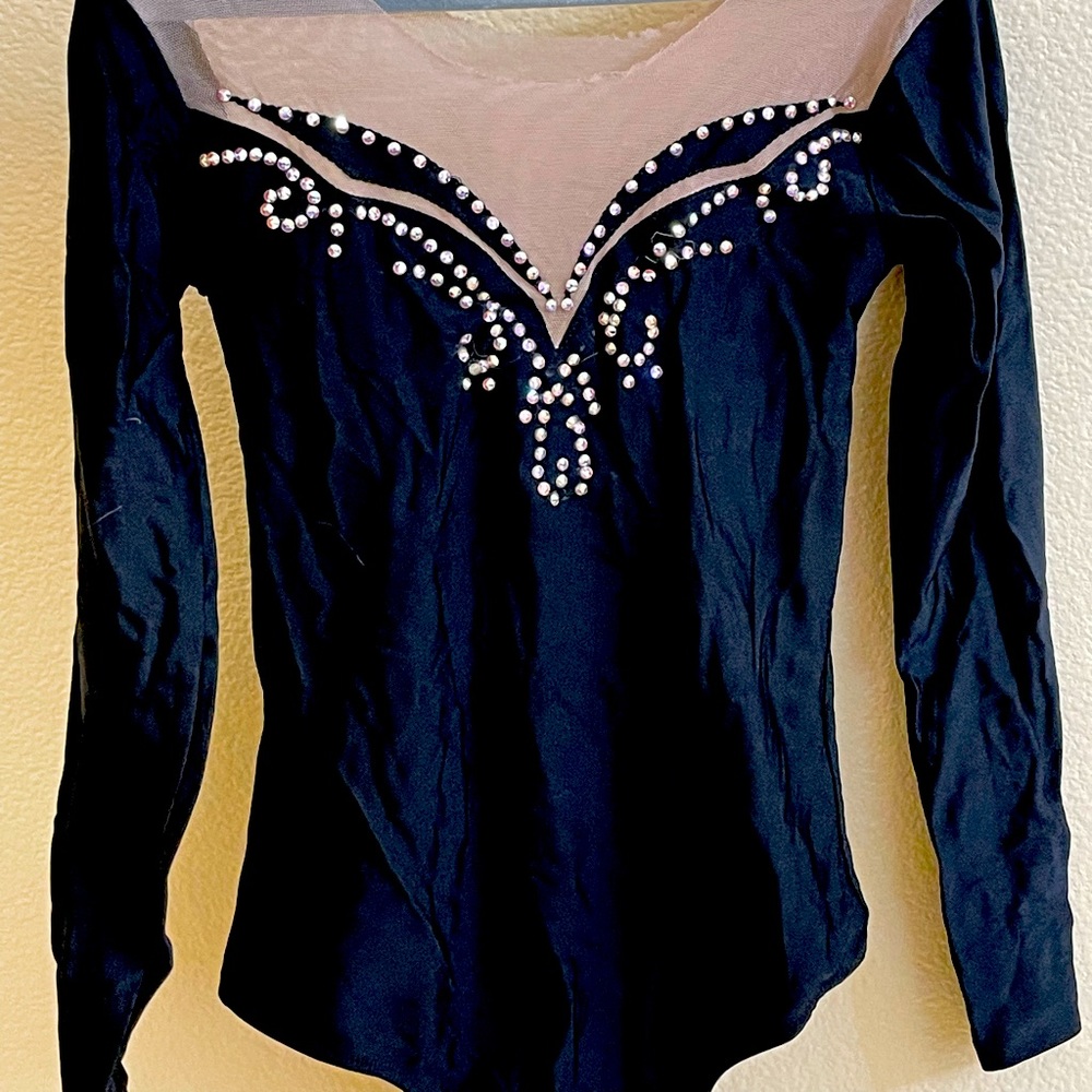 Dance leotard nude mesh swavorski crystal